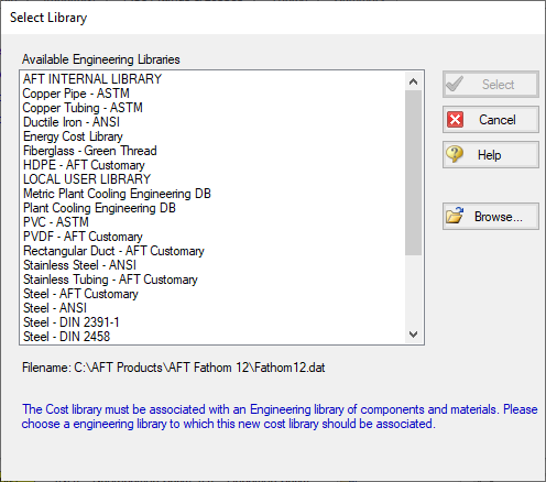 The Select Database window.